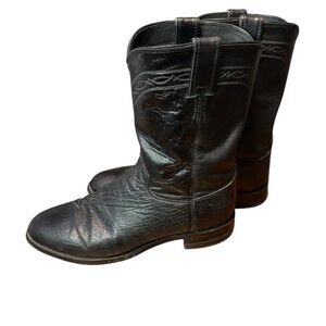 JUSTIN Black Smooth Ostrich Cowboy Boots – Size‎ 10.5